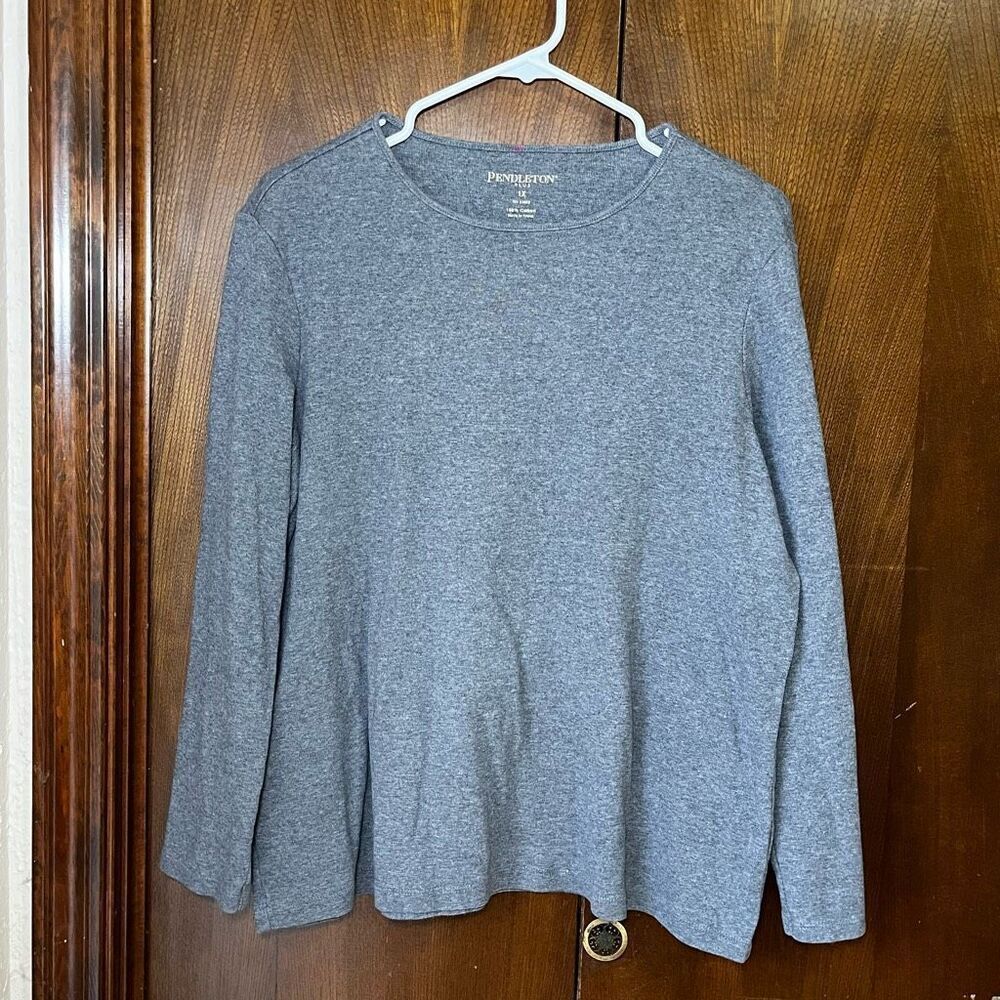 Pendleton Gray Long Sleeve Shirt Cotton Top Size 1X